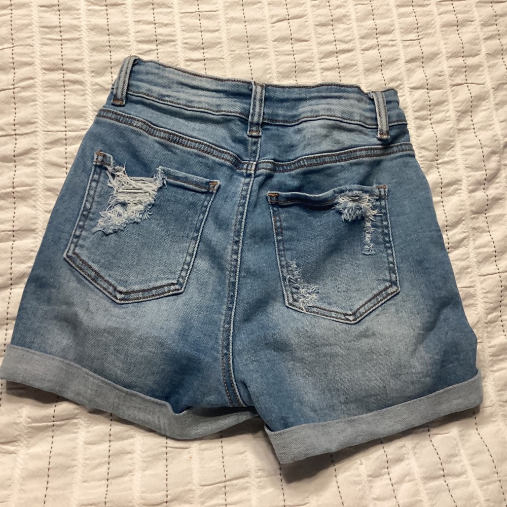 Wax Jean Collection Womens High Rise Distressed Denim Shorts Blue Size Small - Picture 2 of 6